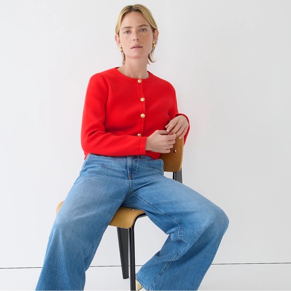 NWT J.Crew Emilie Patch-pocket Sweater Lady Jacket In Red - Picture 5 of 7